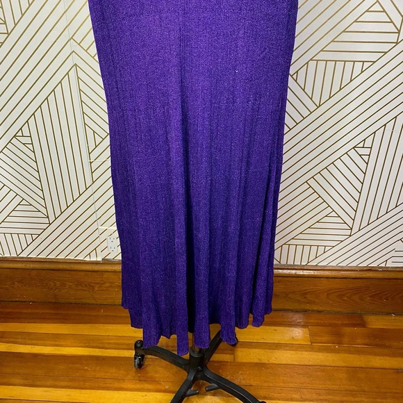 Zara Dress Metallic Thread Shimmer Long Knit Maxi Cape Purple Size US Small - Picture 5 of 12
